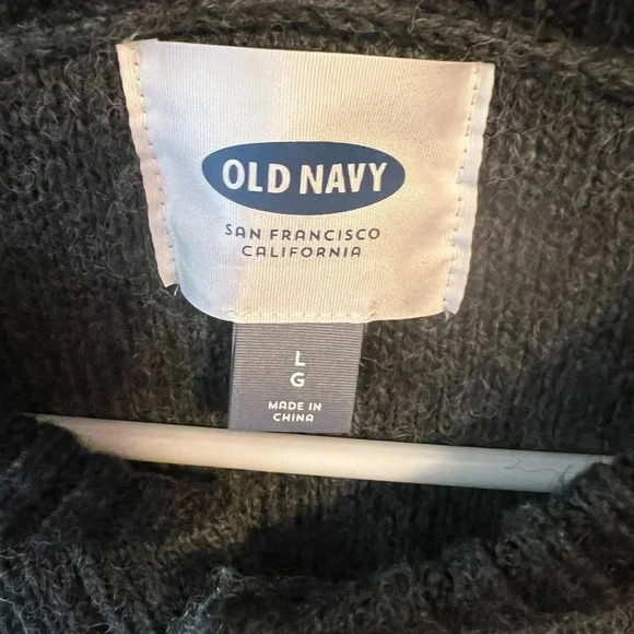 Old Navy Colorblock Cardigan Sweater Wool Blend Gray Black Baseball Large Unisex - Picture 2 of 5